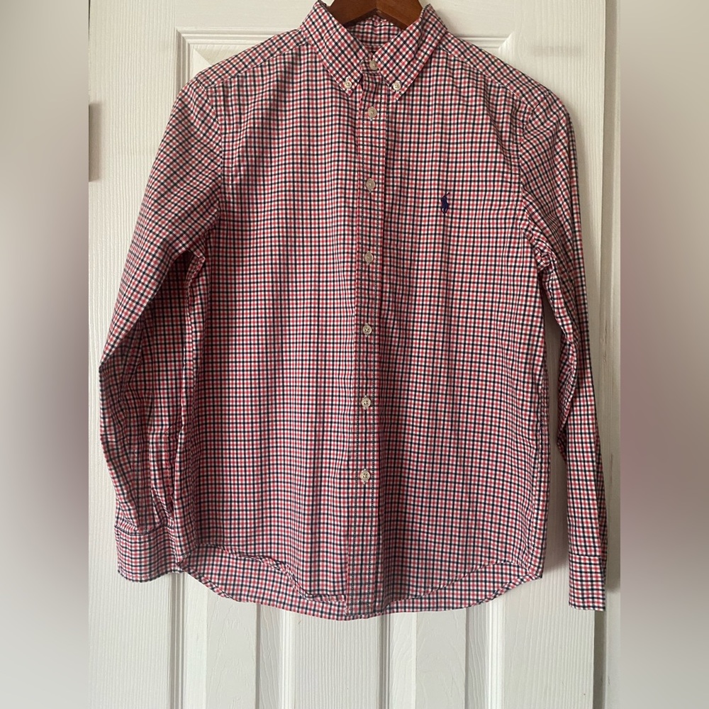 Ralf Lauren Polo button up shirt. Big kids size L